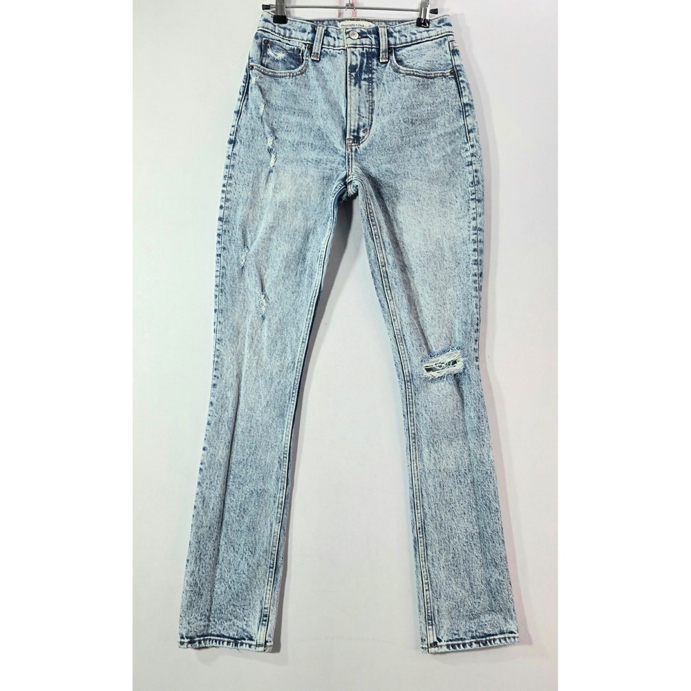 Abercrombie & Fitch The 90s Skinny High Rise Acid Wash Distressed Jeans 25/0R